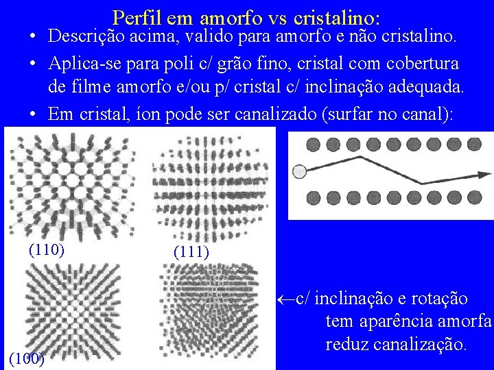 Perfil em amorfo vs cristalino: • Descrição acima, valido para amorfo e não cristalino.