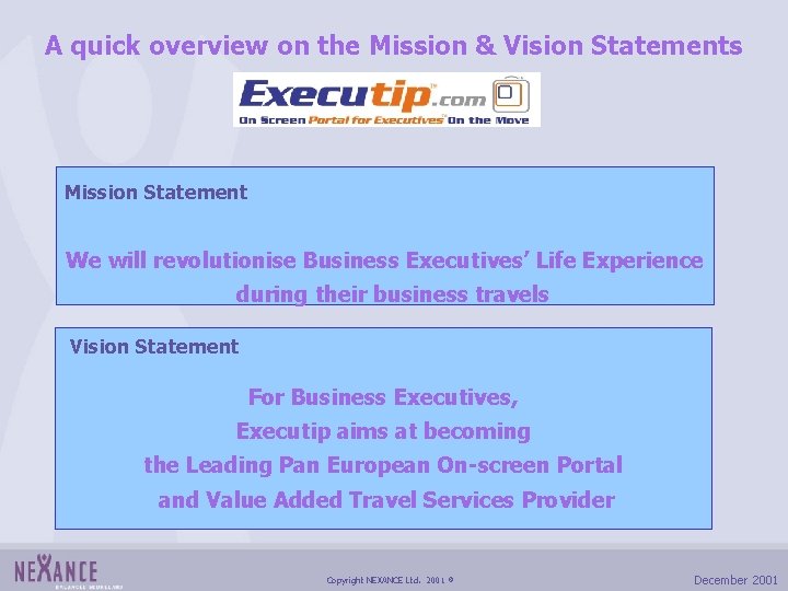 A quick overview on the Mission & Vision Statements Mission Statement We will revolutionise