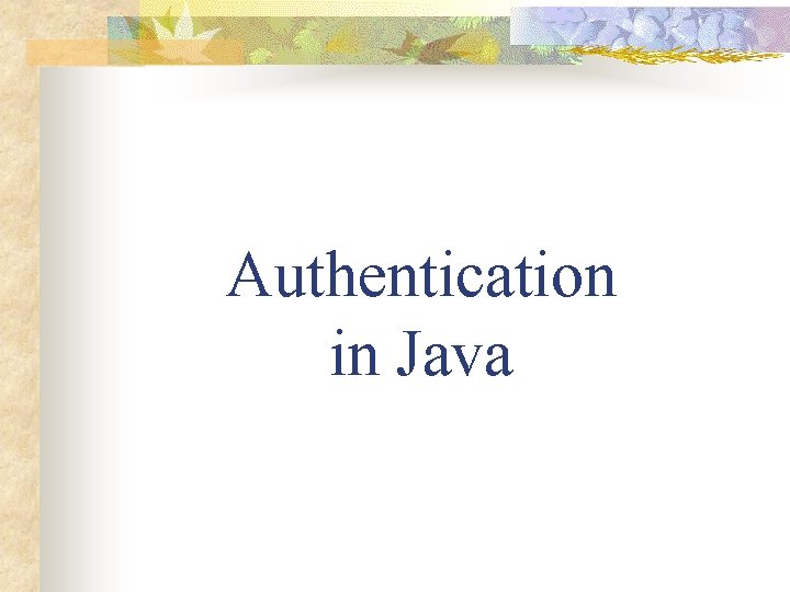 Authentication in Java 