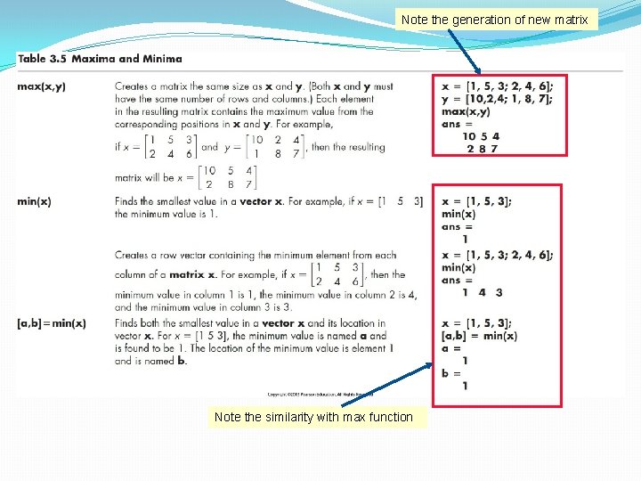 Note the generation of new matrix Note the similarity with max function 