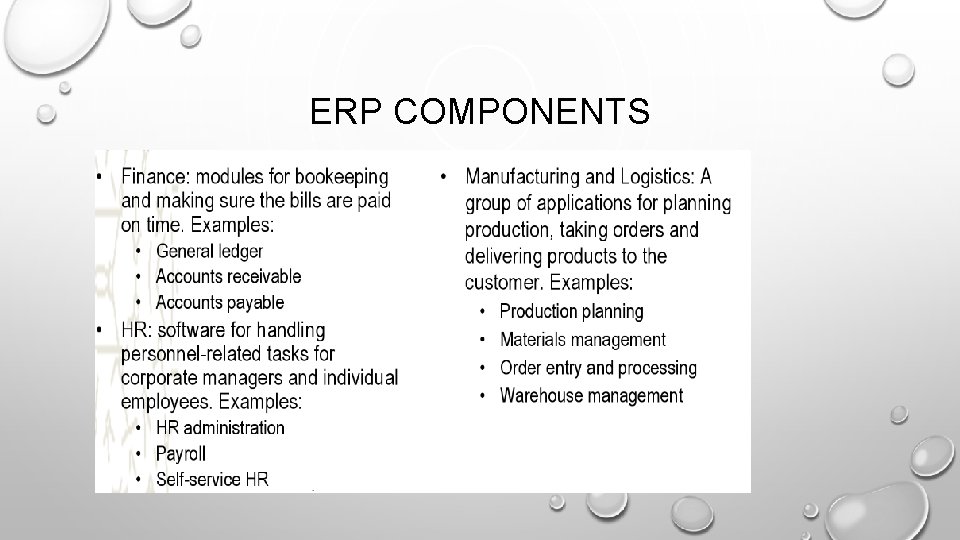 ERP COMPONENTS ERP COMPONENTS
