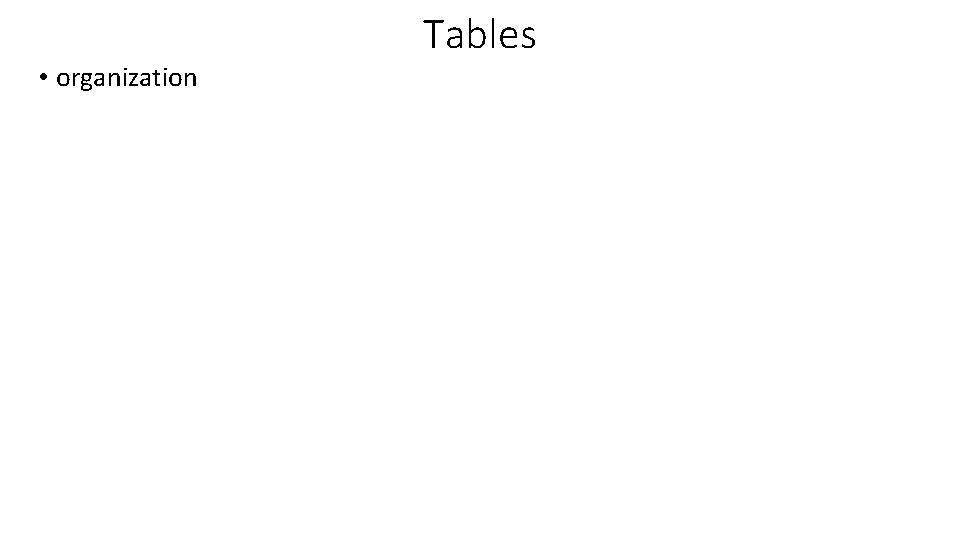  • organization Tables 