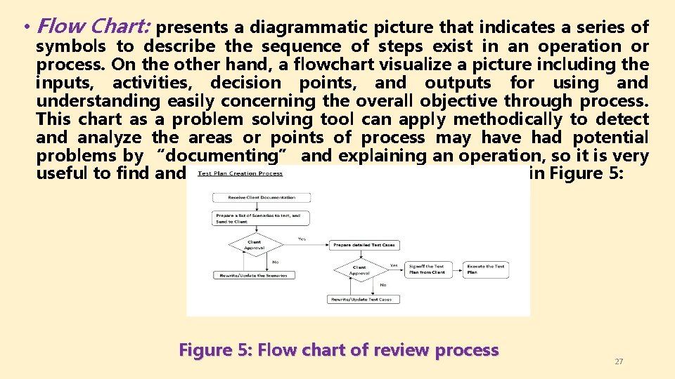  • Flow Chart: presents a diagrammatic picture that indicates a series of symbols