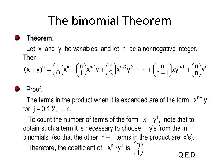 The binomial Theorem 