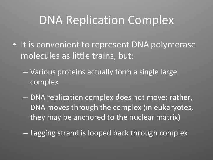 DNA Replication Complex • It is convenient to represent DNA polymerase molecules as little