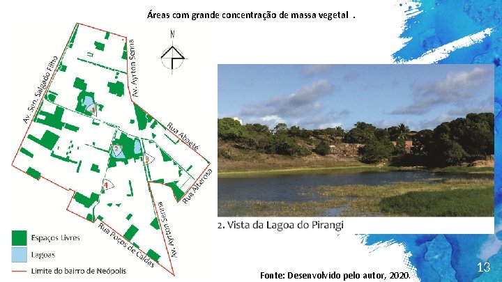 Áreas com grande concentração de massa vegetal. Fonte: Desenvolvido pelo autor, 2020. 13 