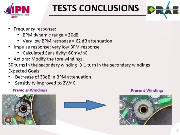 TESTS CONCLUSIONS • Frequency response: • BPM dynamic range = 20 d. B •