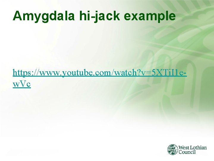 Amygdala hi-jack example https: //www. youtube. com/watch? v=5 XTi. I 1 ew. Vc 