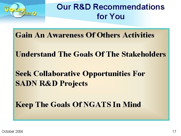 Our R&D Recommendations for You Gain An Awareness Of Others Activities Understand The Goals