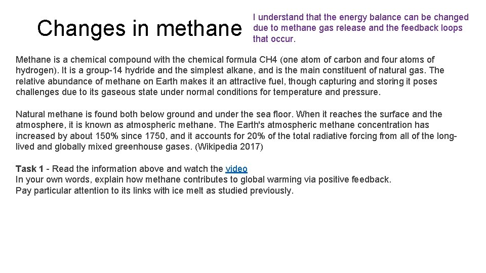 Changes in methane I understand that the energy balance can be changed due to