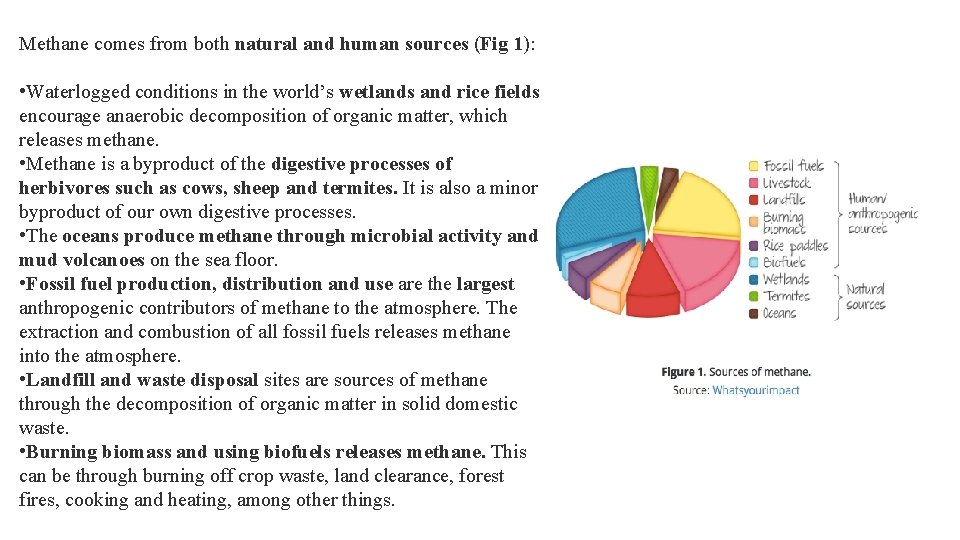 Methane comes from both natural and human sources (Fig 1): • Waterlogged conditions in