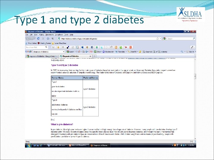 Type 1 and type 2 diabetes 