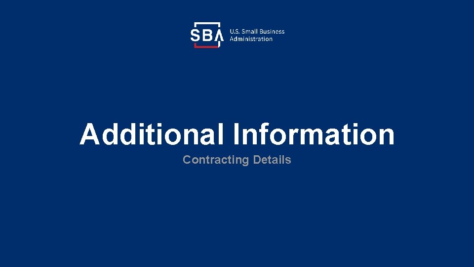 Additional Information Contracting Details 