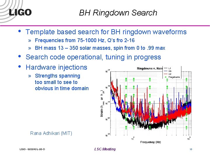 BH Ringdown Search • • • Template based search for BH ringdown waveforms »