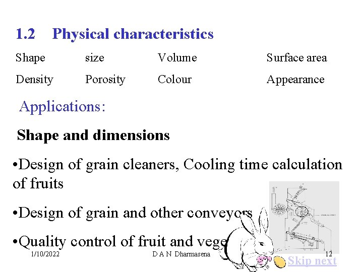 1. 2 Physical characteristics Shape size Volume Surface area Density Porosity Colour Appearance Applications: