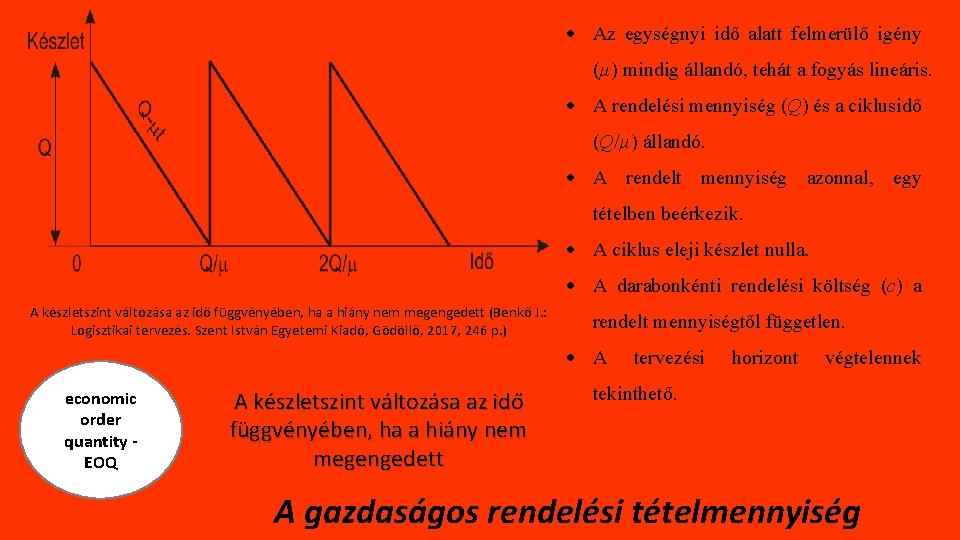  Az egységnyi idő alatt felmerülő igény (µ) mindig állandó, tehát a fogyás lineáris.