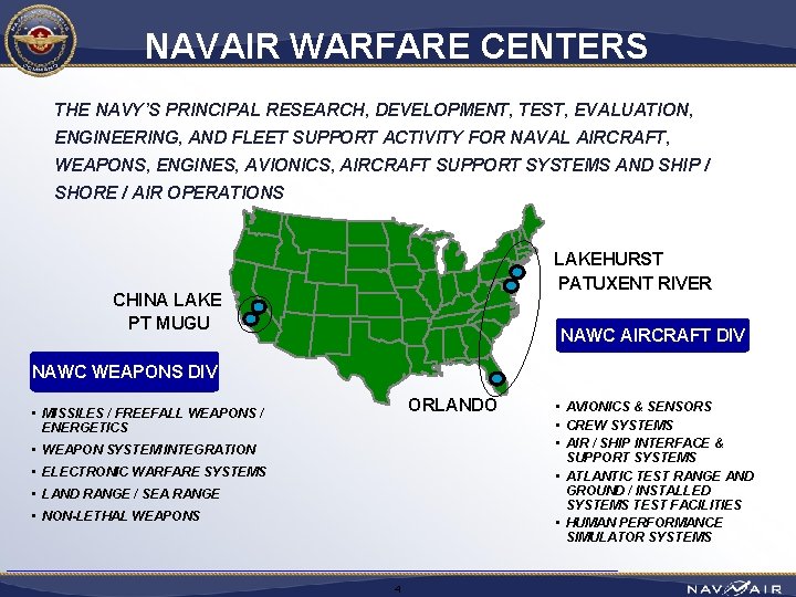 NAVAIR WARFARE CENTERS THE NAVY’S PRINCIPAL RESEARCH, DEVELOPMENT, TEST, EVALUATION, ENGINEERING, AND FLEET SUPPORT