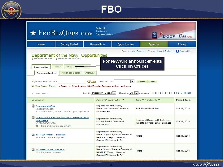 FBO For NAVAIR announcements Click on Offices 55 