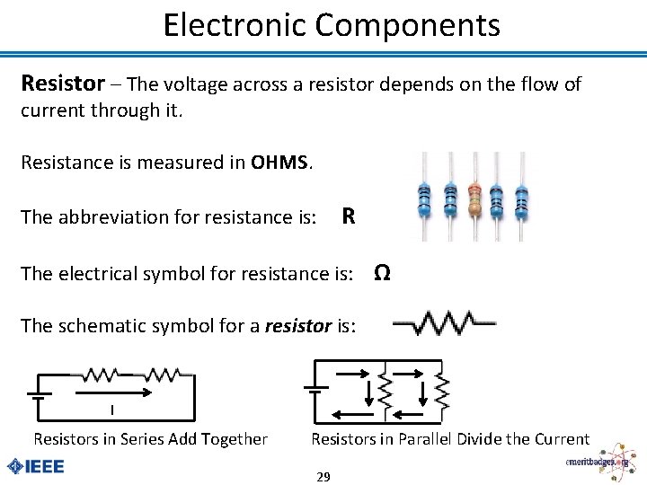 Electronic Components Resistor – The voltage across a resistor depends on the flow of