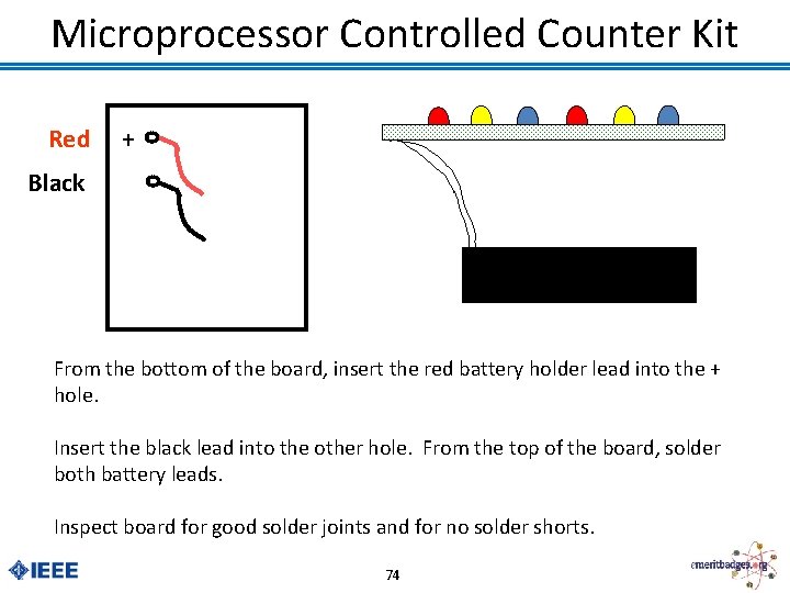 Microprocessor Controlled Counter Kit Red + Black From the bottom of the board, insert