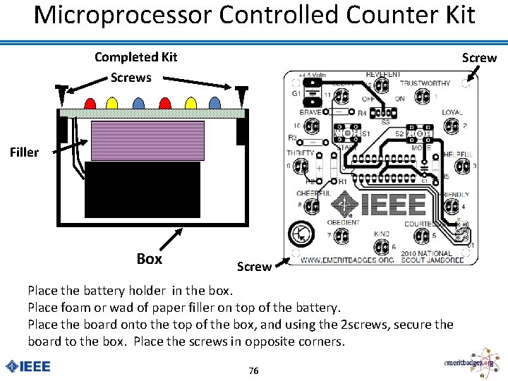 Microprocessor Controlled Counter Kit Completed Kit Screws Screw Filler 9 v Battery Box Screw