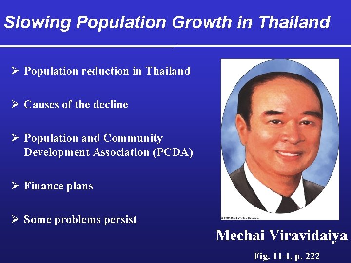 Slowing Population Growth in Thailand Ø Population reduction in Thailand Ø Causes of the