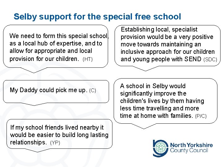 Selby support for the special free school We need to form this special school,