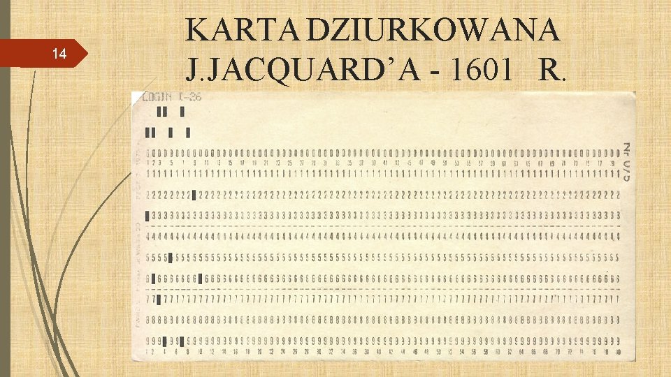 14 KARTA DZIURKOWANA J. JACQUARD’A - 1601 R. 