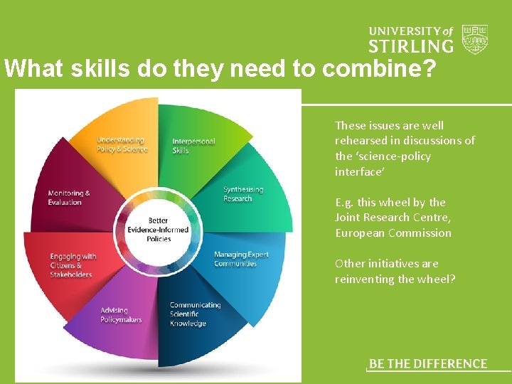 What skills do they need to combine? These issues are well rehearsed in discussions