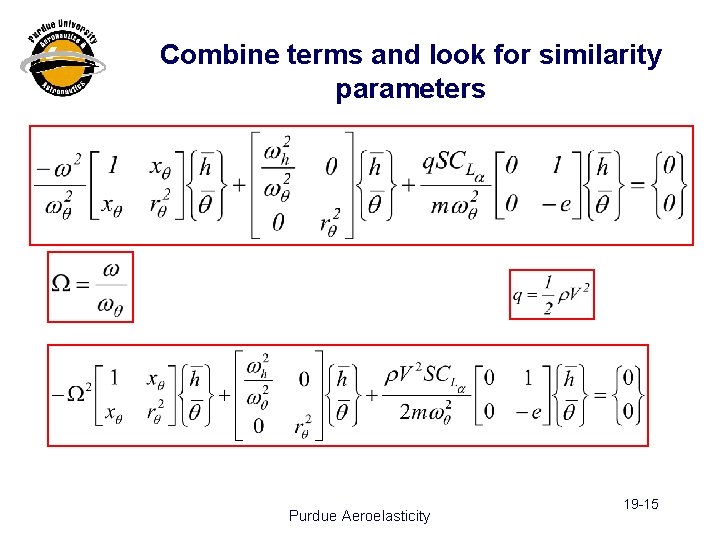 Combine terms and look for similarity parameters Purdue Aeroelasticity 19 -15 