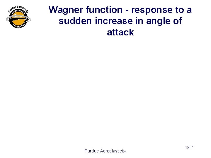 Wagner function - response to a sudden increase in angle of attack Purdue Aeroelasticity