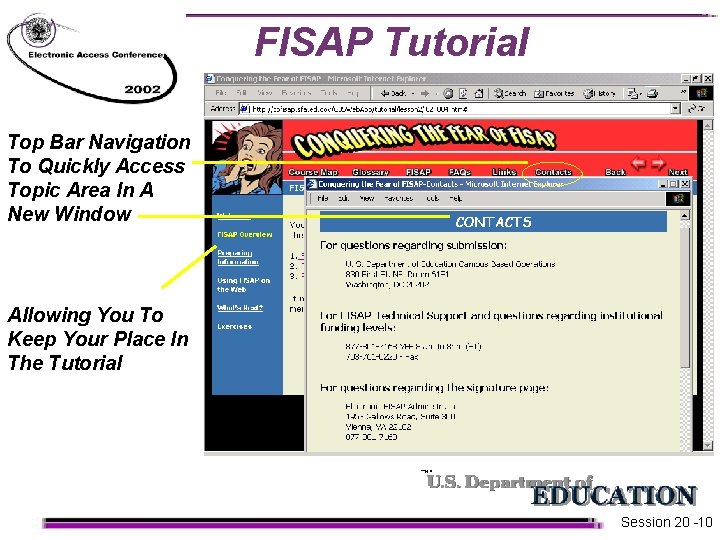 FISAP Tutorial Top Bar Navigation To Quickly Access Topic Area In A New Window FISAP Tutorial Top Bar Navigation To Quickly Access Topic Area In A New Window