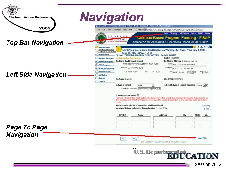 Navigation Top Bar Navigation Left Side Navigation Page To Page Navigation Session 20 -26 Navigation Top Bar Navigation Left Side Navigation Page To Page Navigation Session 20 -26