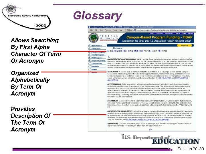 Glossary Allows Searching By First Alpha Character Of Term Or Acronym Organized Alphabetically By Glossary Allows Searching By First Alpha Character Of Term Or Acronym Organized Alphabetically By