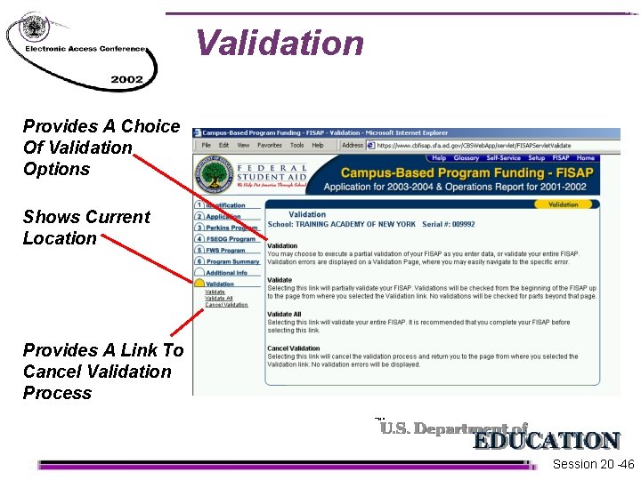 Validation Provides A Choice Of Validation Options Shows Current Location Provides A Link To Validation Provides A Choice Of Validation Options Shows Current Location Provides A Link To