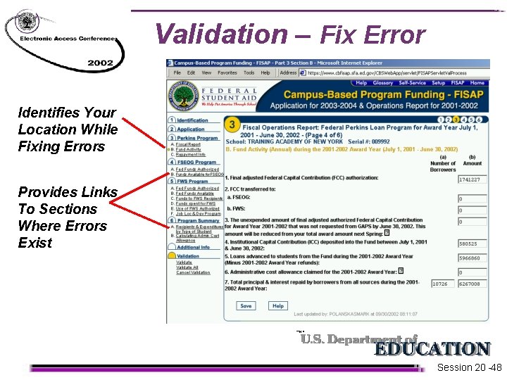 Validation – Fix Error Identifies Your Location While Fixing Errors Provides Links To Sections Validation – Fix Error Identifies Your Location While Fixing Errors Provides Links To Sections