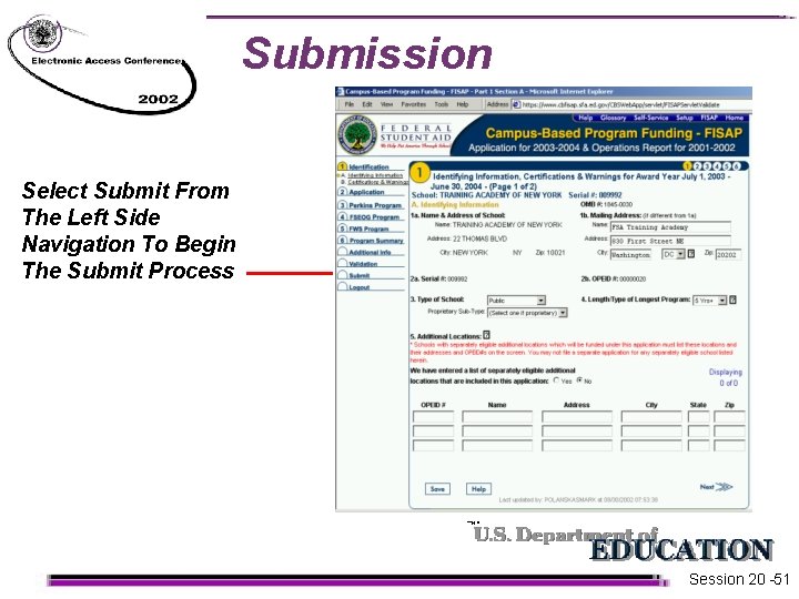 Submission Select Submit From The Left Side Navigation To Begin The Submit Process Session Submission Select Submit From The Left Side Navigation To Begin The Submit Process Session