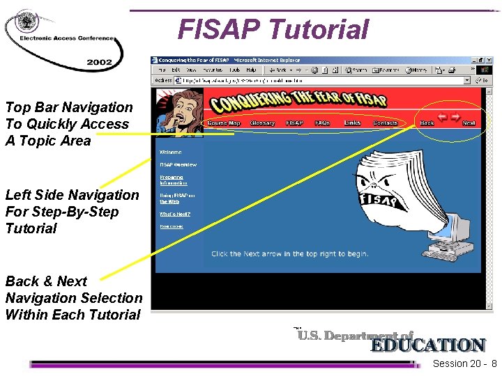 FISAP Tutorial Top Bar Navigation To Quickly Access A Topic Area Left Side Navigation FISAP Tutorial Top Bar Navigation To Quickly Access A Topic Area Left Side Navigation