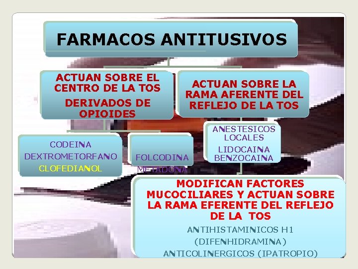 FARMACOS ANTITUSIVOS ACTUAN SOBRE EL CENTRO DE LA TOS DERIVADOS DE OPIOIDES CODEINA DEXTROMETORFANO