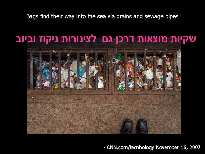 Bags find their way into the sea via drains and sewage pipes שקיות מוצאות