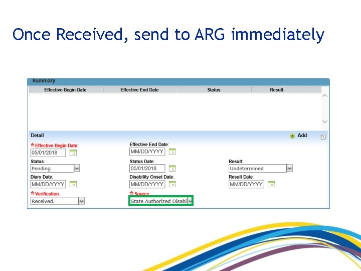 Once Received, send to ARG immediately 