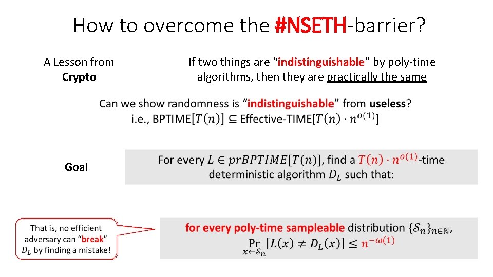 How to overcome the #NSETH-barrier? A Lesson from Crypto Goal If two things are How to overcome the #NSETH-barrier? A Lesson from Crypto Goal If two things are