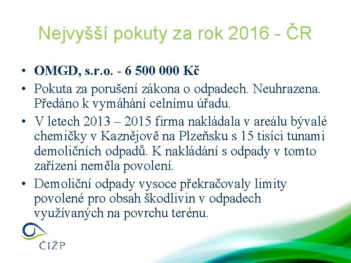 Nejvyšší pokuty za rok 2016 - ČR • OMGD, s. r. o. - 6