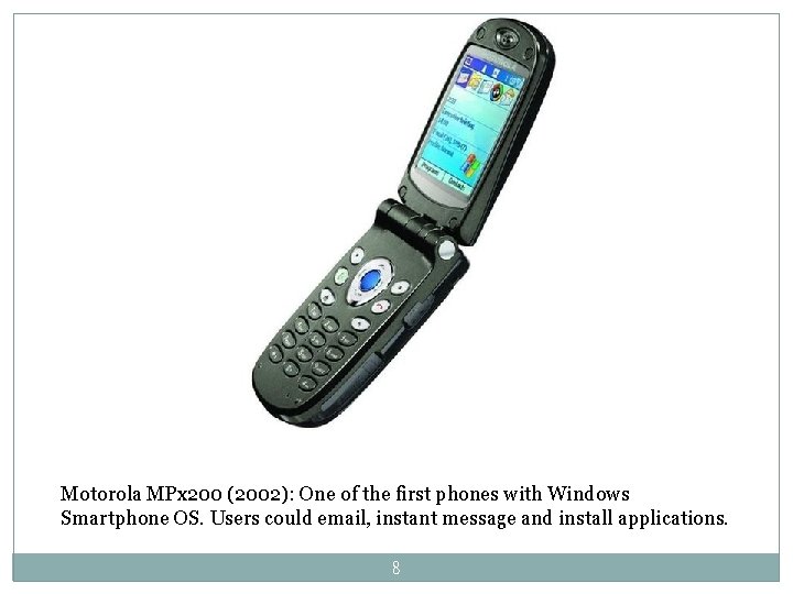 Motorola MPx 200 (2002): One of the first phones with Windows Smartphone OS. Users