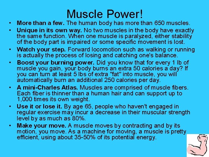 Muscle Power! • More than a few. The human body has more than 650