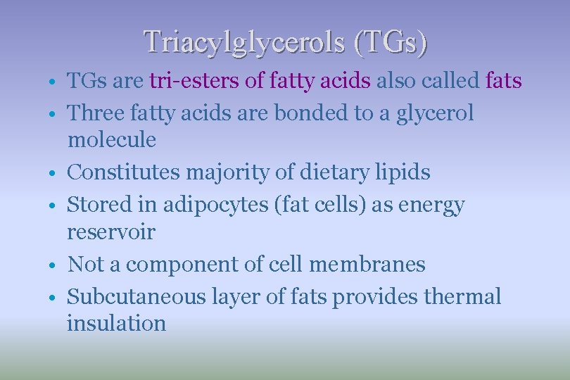 Lipids of Physiological Significance Dr Sumbul Fatma Objectives