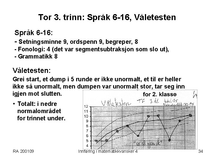Tor 3. trinn: Språk 6 -16, Våletesten Språk 6 -16: - Setningsminne 9, ordspenn