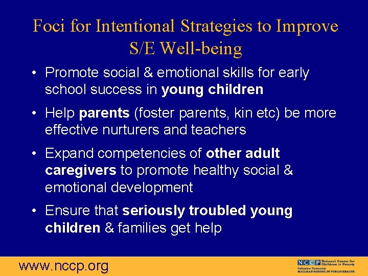 Promoting the Emotional WellBeing of Young Children and