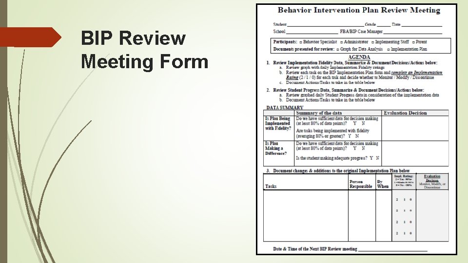 BIP Review Meeting Form 