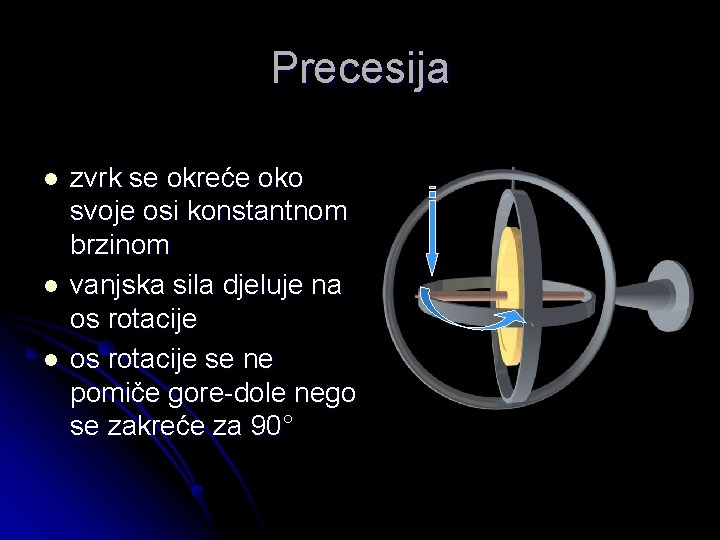 Precesija l l l zvrk se okreće oko svoje osi konstantnom brzinom vanjska sila